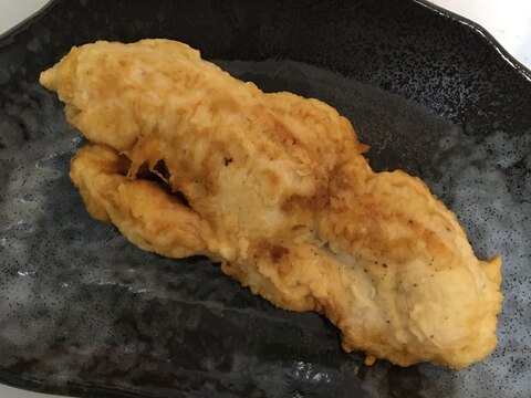 塩コショーで下味(*^^*)鶏のささみの天ぷら☆
